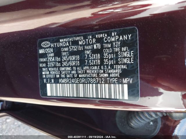 KM8R24GE0RU788712 Hyundai Palisade Sel