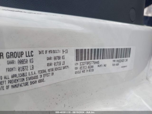 2013 FIAT 500 3C3CFFBR5DT750405 Photo 8