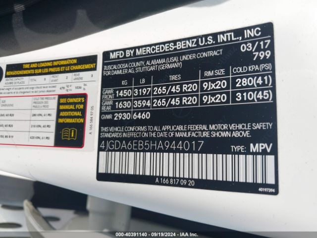 4JGDA6EB5HA944017 Mercedes-Benz Amg Gle 43 4matic