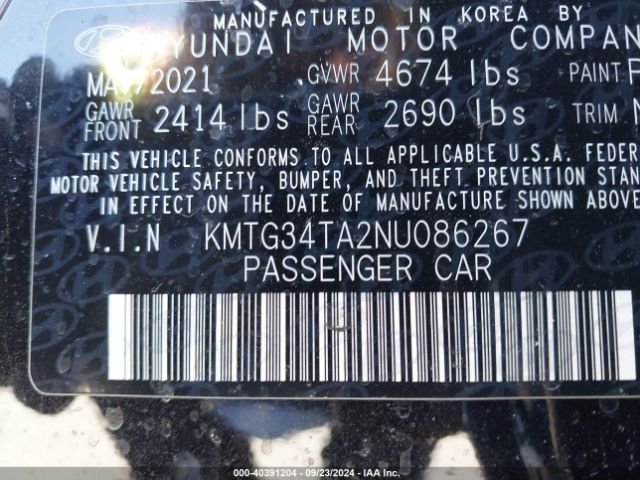 KMTG34TA2NU086267 Genesis G70 2.0t Rwd