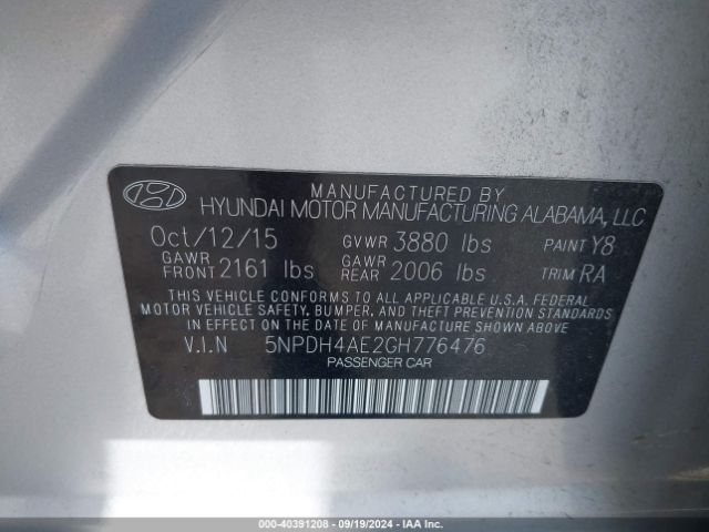 5NPDH4AE2GH776476 Hyundai ELANTRA SE