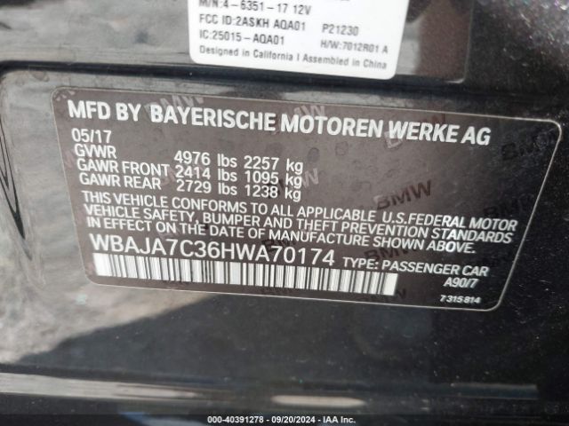 WBAJA7C36HWA70174 BMW 530i Xdrive