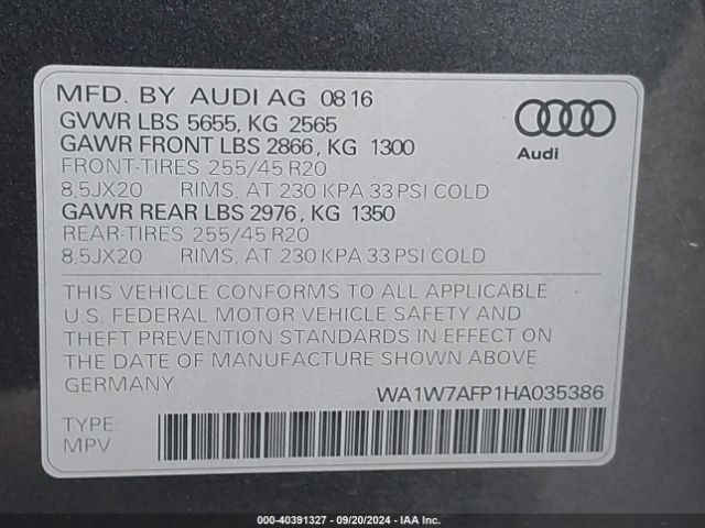 WA1W7AFP1HA035386 Audi Q5 3.0t Premium Plus
