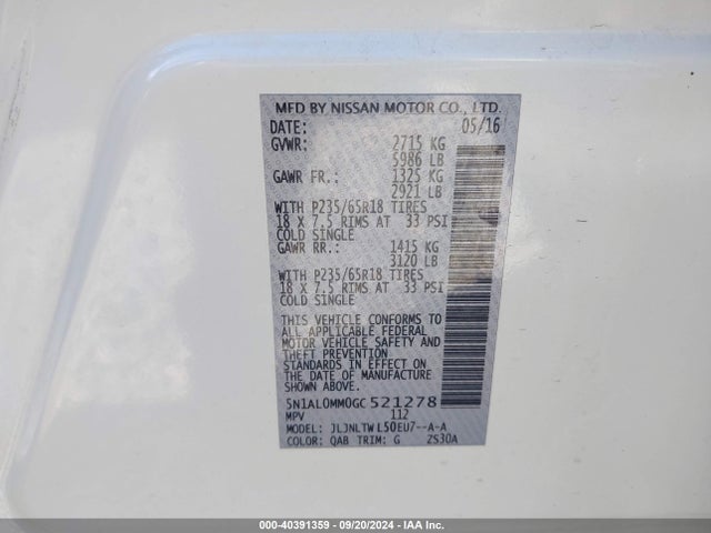 5N1AL0MM0GC521278 Infiniti QX60