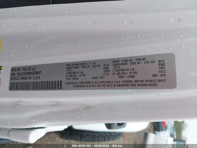 1C6JJTEG5ML529447 Jeep Gladiator Mojave 4x4