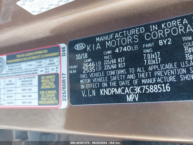 KIA Sportage Lx 2019 KNDPMCAC3K7588516 Image 9