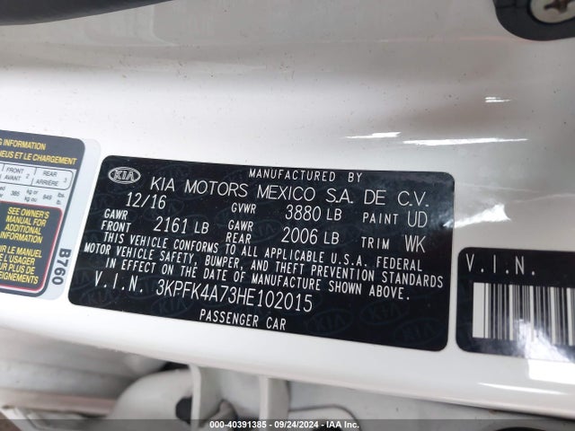KIA FORTE LX 2017 3KPFK4A73HE102015 Image 9