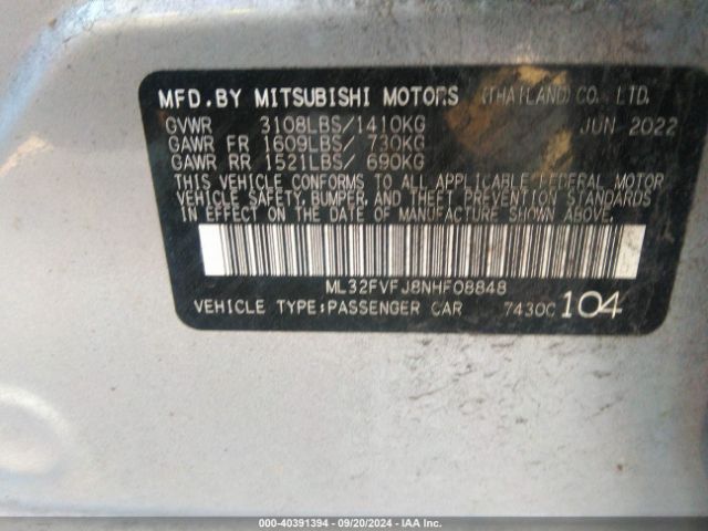 2022 MITSUBISHI MIRAGE G4 ML32FVFJ8NHF08848 Photo 8