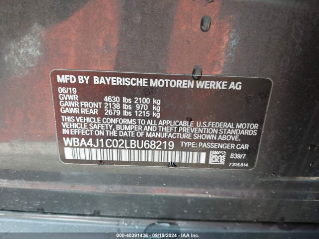 WBA4J1C02LBU68219 BMW 430i Gran Coupe