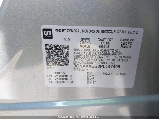 Chevrolet Equinox Awd Premier 2023 3GNAXXEG3PL147495 Image 9