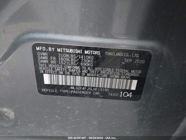 ML32F4FJ5LHF13190 Mitsubishi Mirage G4 Le/se