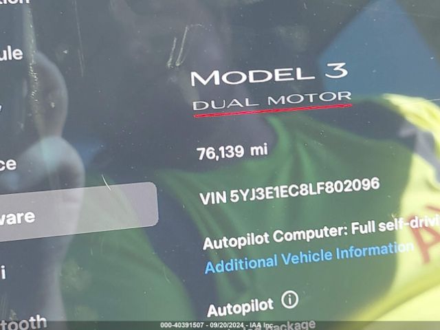 5YJ3E1EC8LF802096 Tesla Model 3 Performance Dual Motor All-wheel Drive