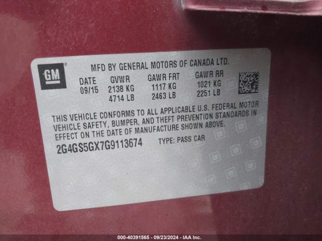 2G4GS5GX7G9113674 Buick Regal Turbo Premium Ii