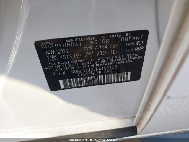 KMHL34J27NA196138 Hyundai Sonata Limited
