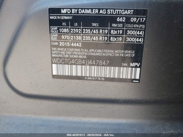 WDCTG4GB4JJ447847 Mercedes-Benz Gla 250 4matic
