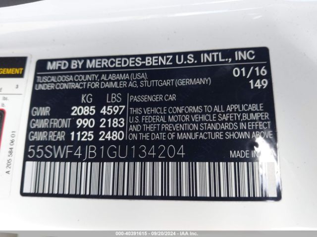 55SWF4JB1GU134204 Mercedes-Benz C 300 Luxury/sport