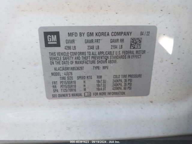 KL4CJASM1NB536297 Buick Encore Fwd Preferred
