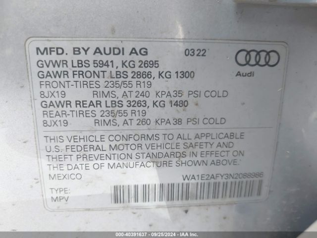 WA1E2AFY3N2088986 Audi Q5 Premium Plus 55 Tfsi E S Line Quattro S Tronic