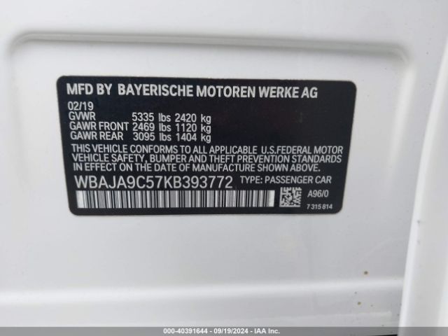 WBAJA9C57KB393772 BMW 530e Iperformance