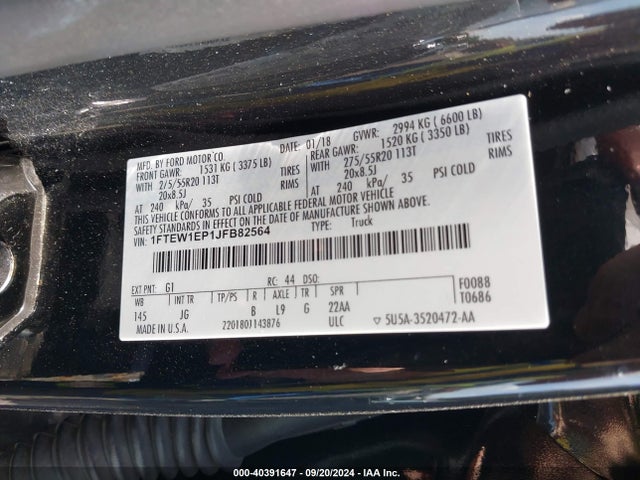 Ford F-150 Xl 2018 1FTEW1EP1JFB82564 Image 9