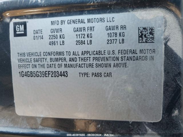 1G4GB5G39EF203443 Buick Lacrosse Leather Group