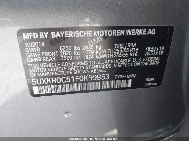 5UXKR0C51F0K59853 BMW X5 Xdrive35i