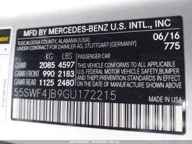 55SWF4JB9GU172215 Mercedes-Benz C 300 Luxury/sport