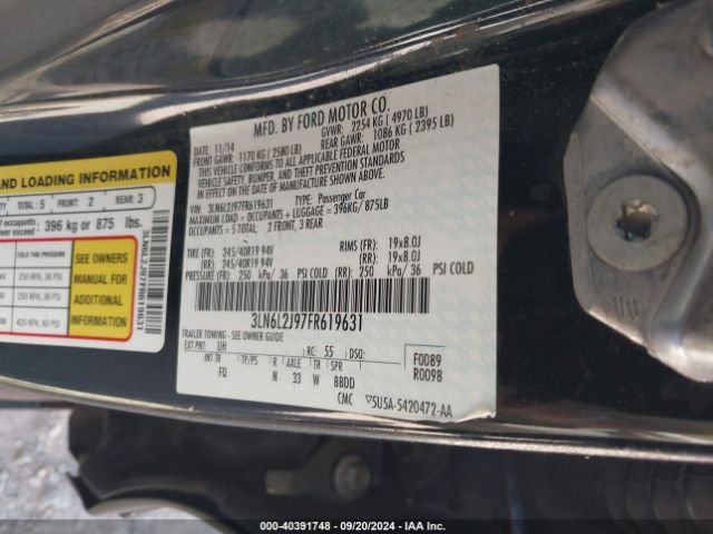 3LN6L2J97FR619631 Lincoln MKZ