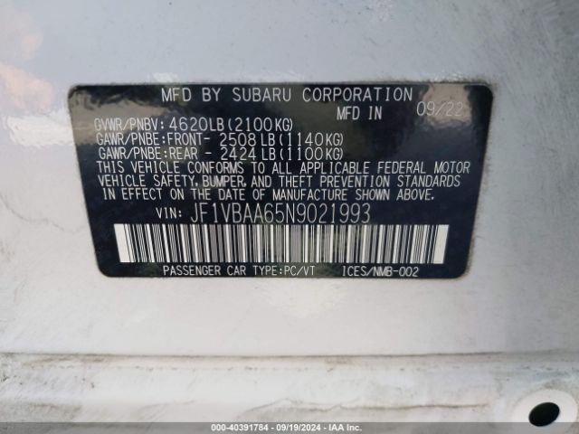 JF1VBAA65N9021993 Subaru WRX