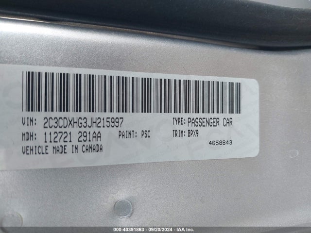 2C3CDXHG3JH215997 Dodge Charger Sxt Plus Rwd