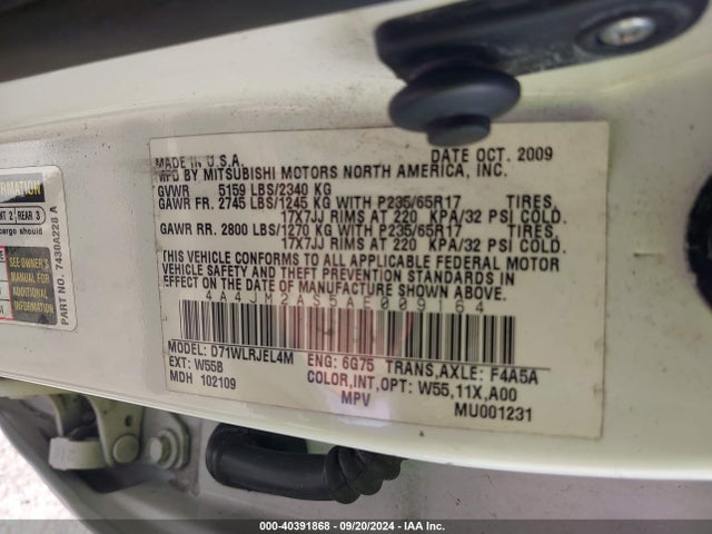 2010 MITSUBISHI ENDEAVOR 4A4JM2AS5AE009164 Photo 8