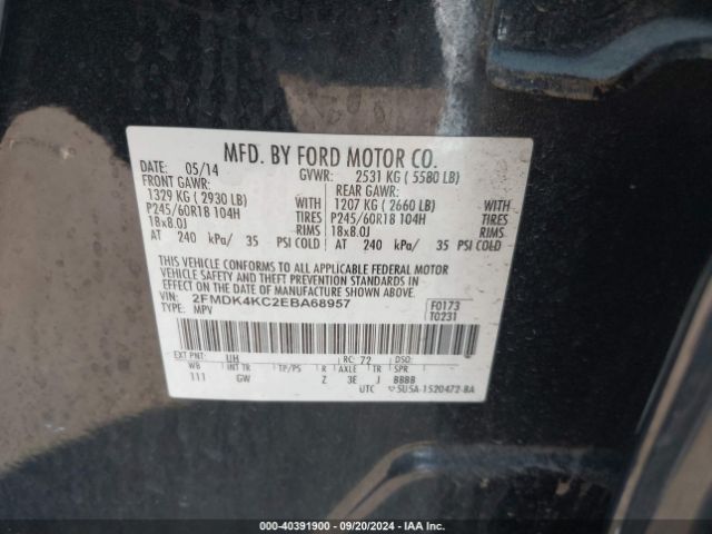 2FMDK4KC2EBA68957 Ford Edge Limited