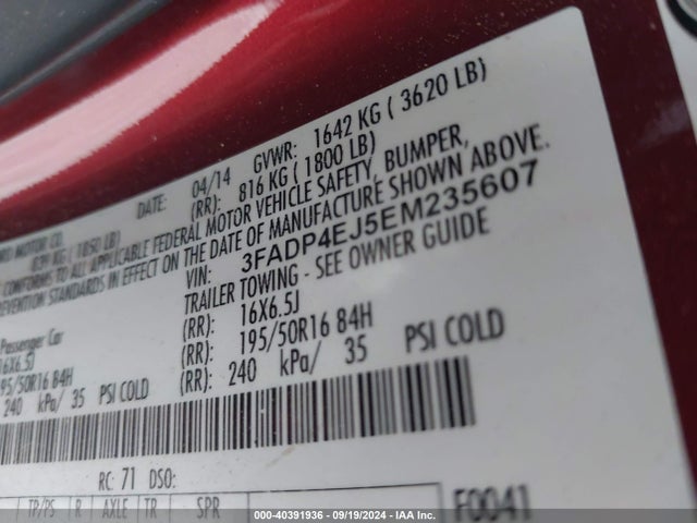 Ford FIESTA SE 2014 3FADP4EJ5EM235607 Image 9
