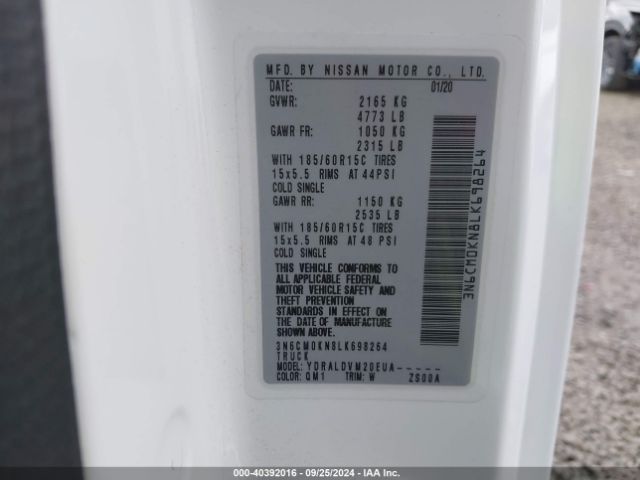 3N6CM0KN8LK698264 Nissan Nv200 Compact Cargo S Xtronic Cvt