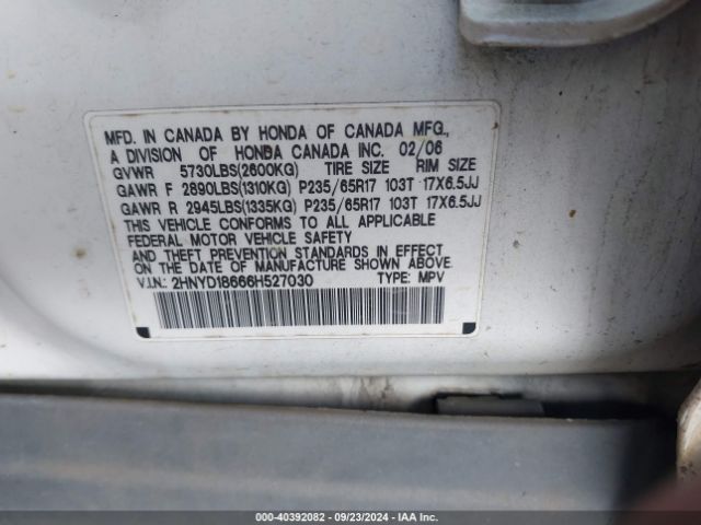 2006 ACURA MDX 2HNYD18666H527030 Photo 8