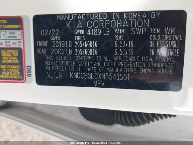 KIA Niro Lxs 2022 KNDCB3LCXN5541551 Image 9