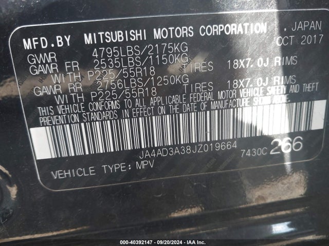 2018 MITSUBISHI OUTLANDER JA4AD3A38JZ019664 Photo 8