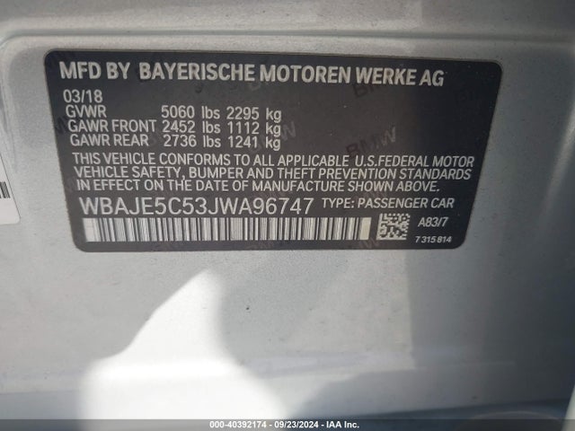 WBAJE5C53JWA96747 BMW 540I