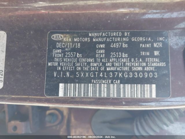 5XXGT4L37KG330903 KIA Optima Lx