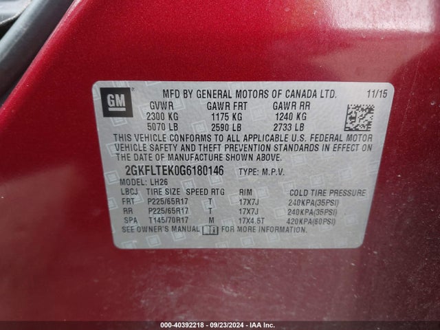 2GKFLTEK0G6180146 GMC Terrain Sle-2