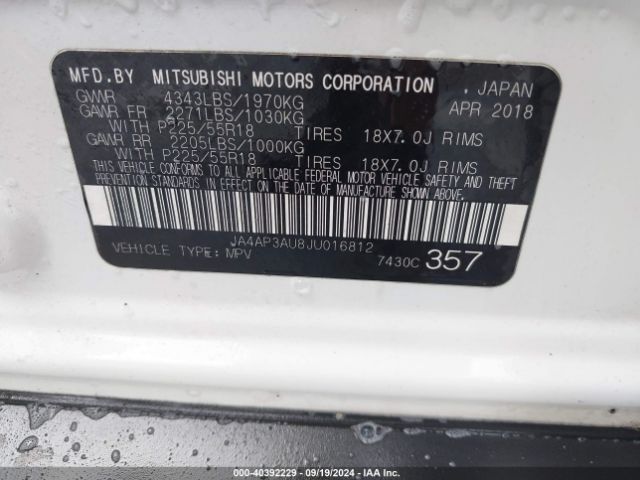 JA4AP3AU8JU016812 Mitsubishi Outlander Sport 2.0 Es