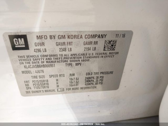 KL4CJASB6HB066951 Buick Encore Preferred
