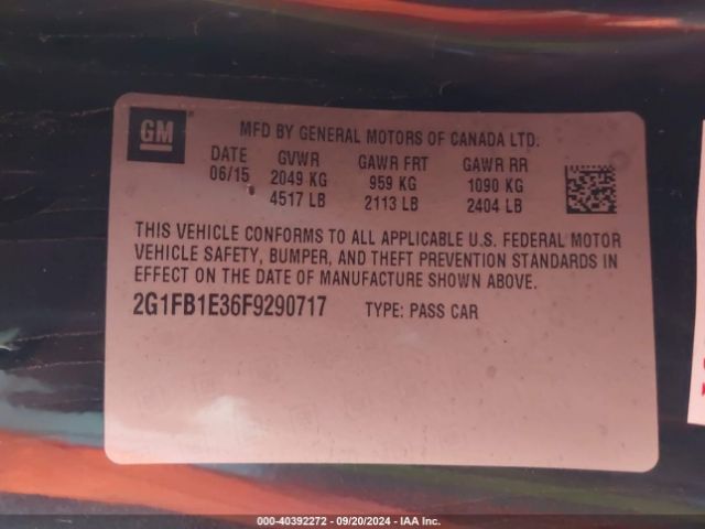 2G1FB1E36F9290717 Chevrolet Camaro 2ls