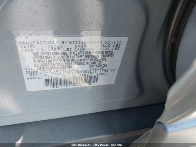 3N1CP5DV9NL519430 Nissan Kicks Sr Xtronic Cvt
