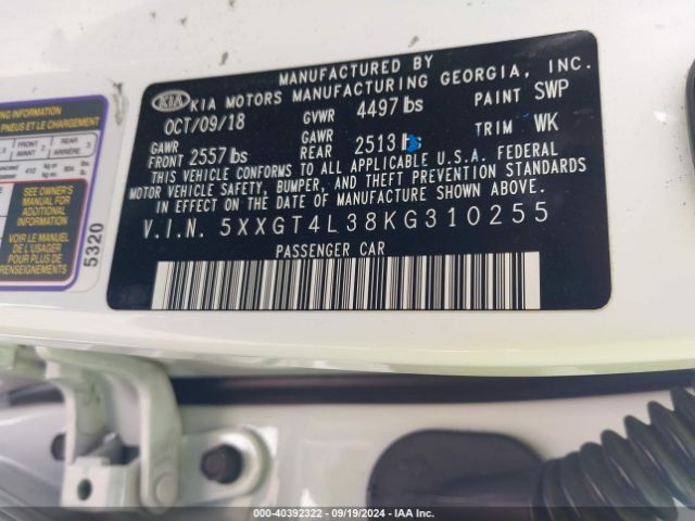 5XXGT4L38KG310255 KIA Optima S