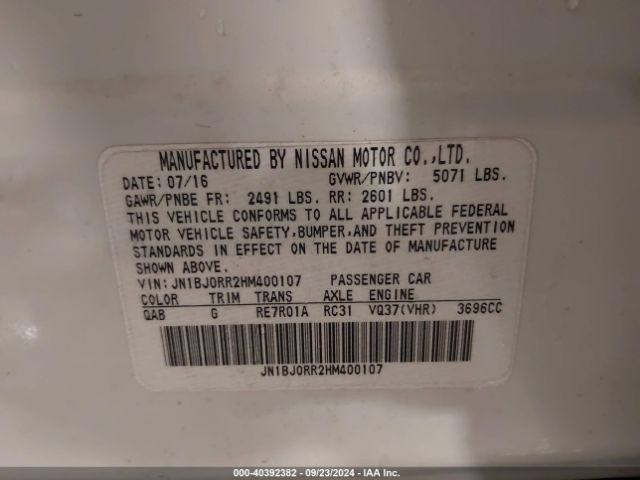 JN1BJ0RR2HM400107 Infiniti QX50