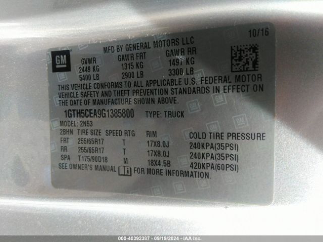 1GTH5CEA9G1385800 GMC CANYON SLE