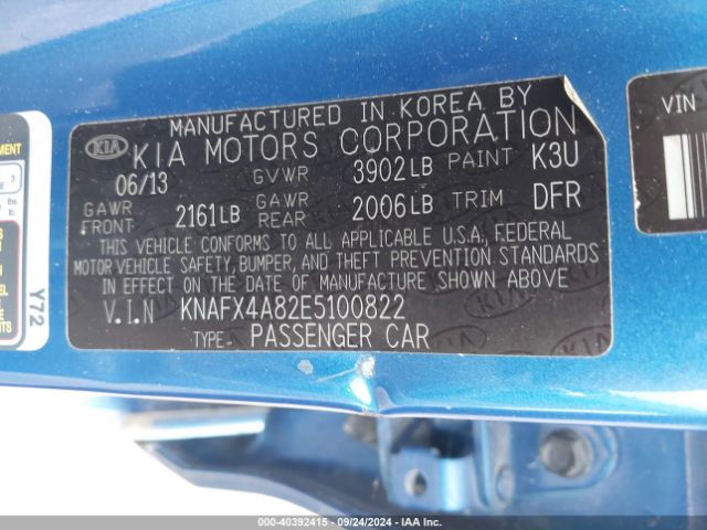 KNAFX4A82E5100822 KIA FORTE EX