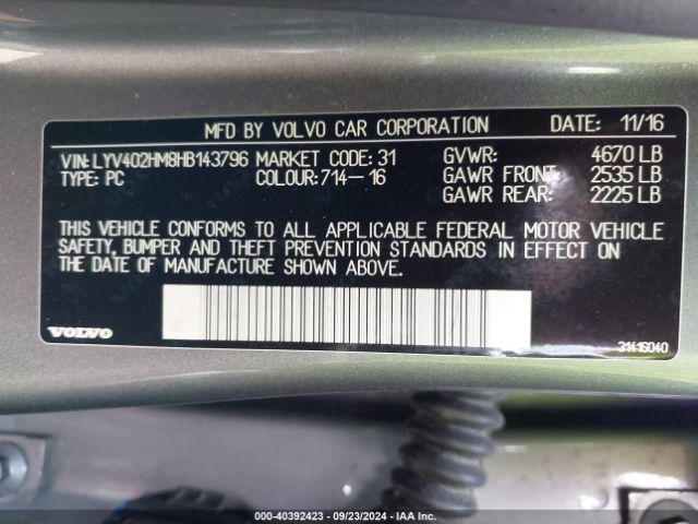 LYV402HM8HB143796 Volvo S60 Inscription Platinum