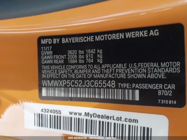 WMWXP5C52J3C65548 Mini Hardtop Cooper/oxford Edition